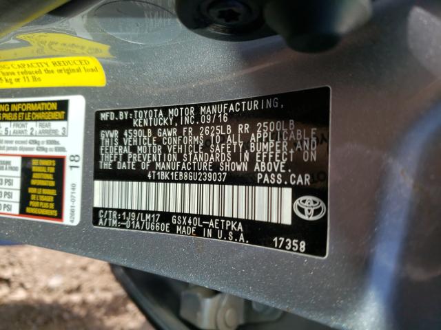 2016 TOYOTA AVALON XLE 4T1BK1EB8GU239037