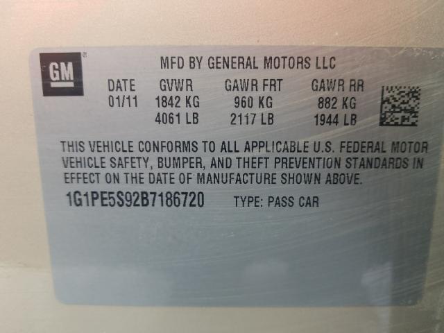 2011 CHEVROLET CRUZE LT 1G1PE5S92B7186720