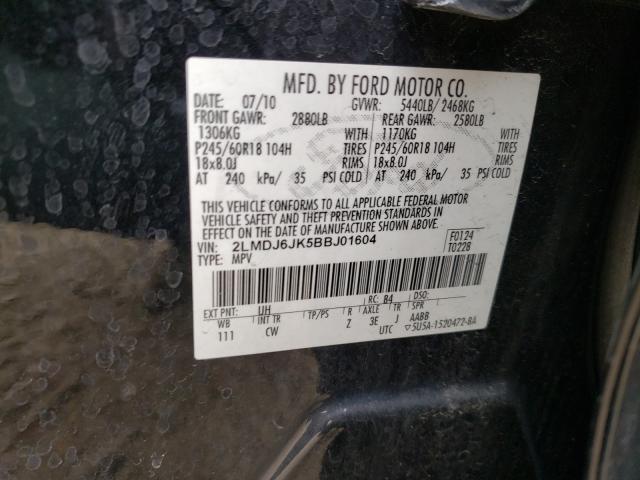 2011 LINCOLN MKX 2LMDJ6JK5BBJ01604