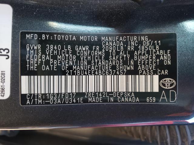 2011 TOYOTA COROLLA S 2T1BU4EE4BC637457