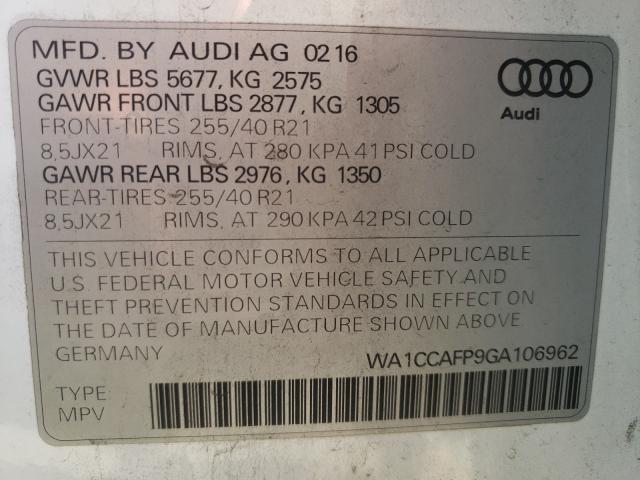 2016 AUDI SQ5 PREMIU - WA1CCAFP9GA106962