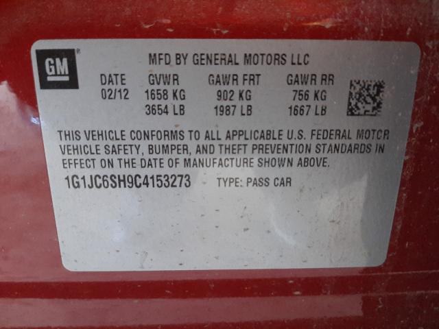 2012 CHEVROLET SONIC LT 1G1JC6SH9C4153273