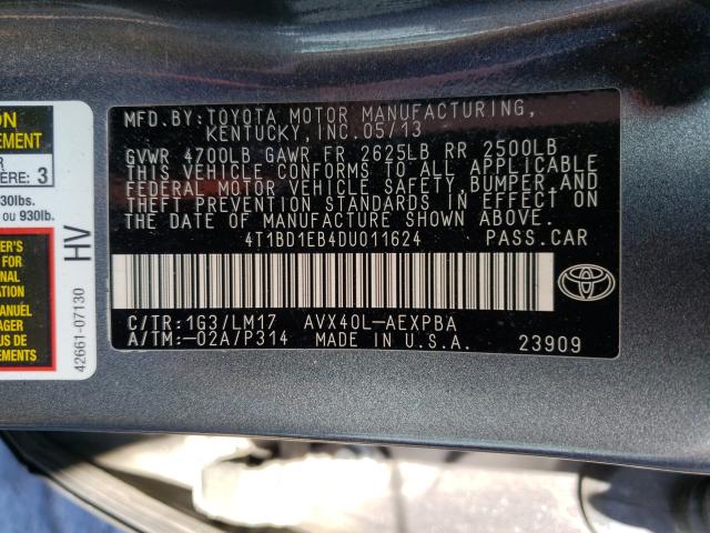 2013 TOYOTA AVALON HYB 4T1BD1EB4DU011624