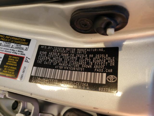 2012 TOYOTA CAMRY 4T1BF1FK1CU610701
