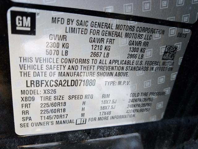 2020 BUICK ENVISION E LRBFXCSA2LD071080