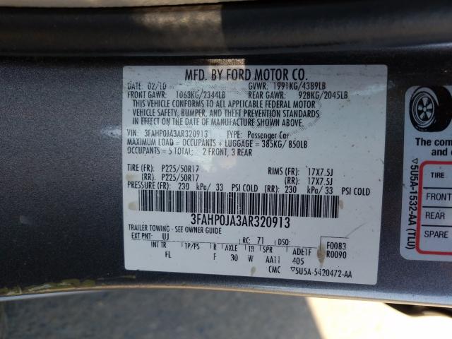2010 FORD FUSION SEL - 3FAHP0JA3AR320913