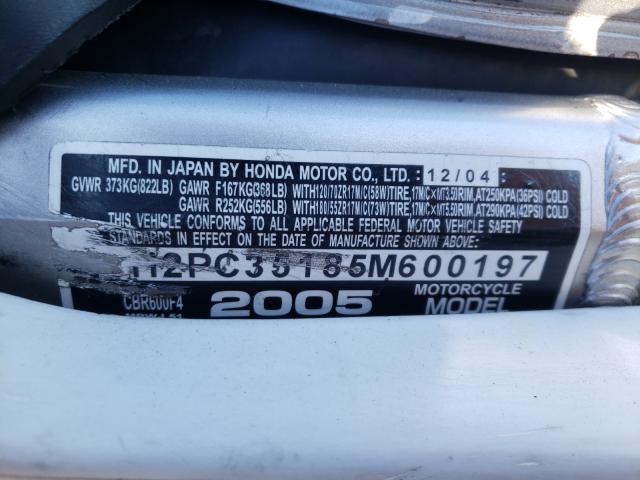 2005 HONDA CBR600 F4 - JH2PC35185M600197