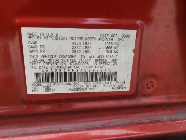 2010 MITSUBISHI GALANT ES 4A32B3FF3AE007915
