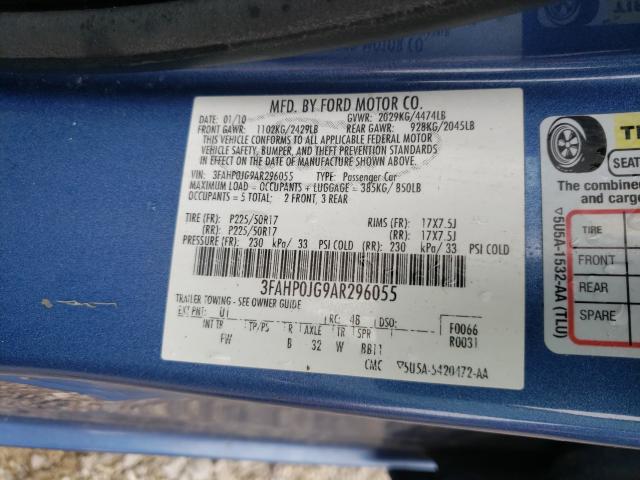2010 FORD FUSION SEL 3FAHP0JG9AR296055