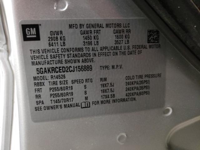 2012 BUICK ENCLAVE 5GAKRCED2CJ156889