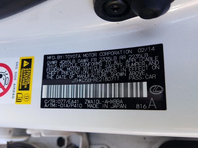 2014 LEXUS CT 200 JTHKD5BHXE2180711