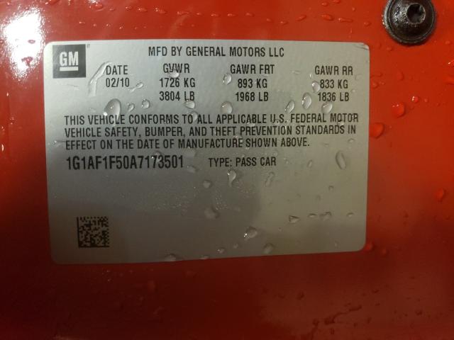 2010 CHEVROLET COBALT 2LT 1G1AF1F50A7173501