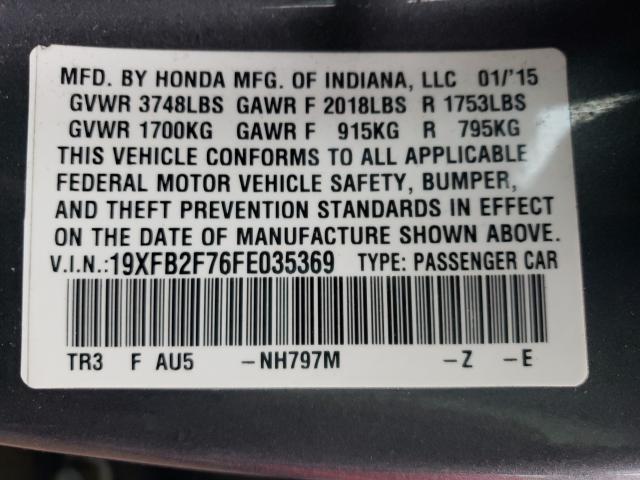 2015 HONDA CIVIC SE 19XFB2F76FE035369