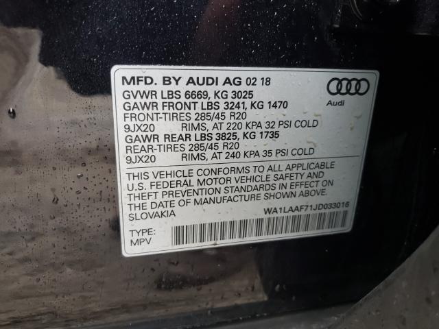 VIN WA1LAAF71JD033016 2018 Audi Q7, Premium Plus no.10