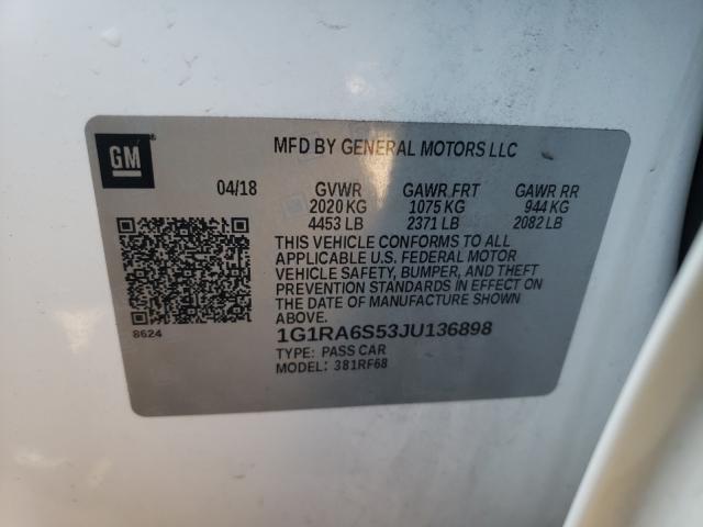 2018 CHEVROLET VOLT LT 1G1RA6S53JU136898