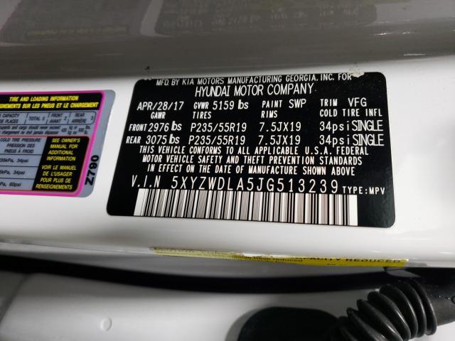 2018 HYUNDAI SANTA FE S 5XYZWDLA5JG513239