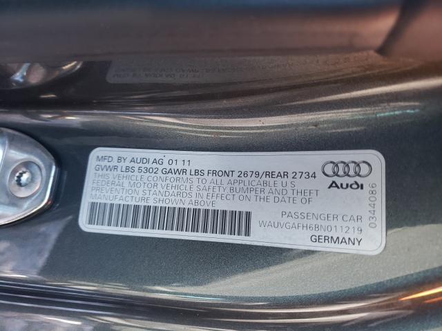 2011 AUDI S5 PRESTIG WAUVGAFH6BN011219