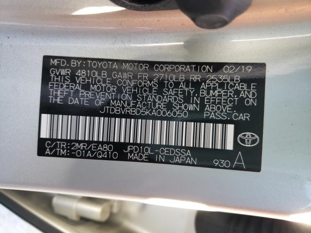 2019 TOYOTA MIRAI JTDBVRBD5KA006050