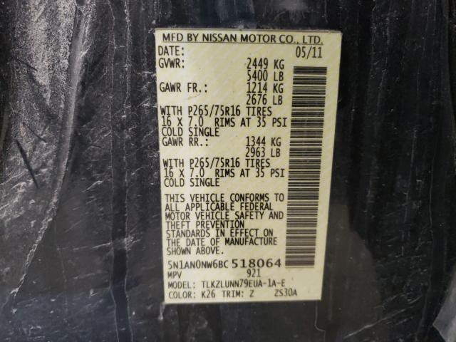 2011 NISSAN XTERRA OFF 5N1AN0NW6BC518064