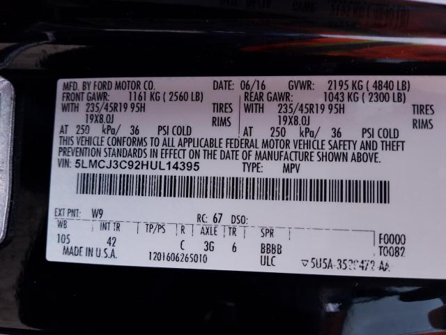 2017 LINCOLN MKC RESERV 5LMCJ3C92HUL14395