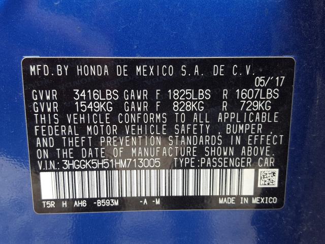 2017 HONDA FIT LX 3HGGK5H51HM713005