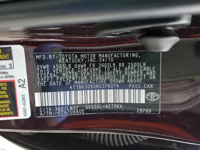 2011 TOYOTA AVALON BAS 4T1BK3DB0BU376074