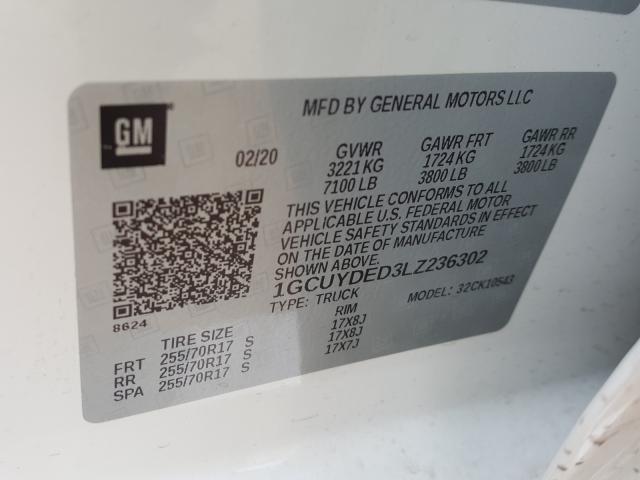 2020 CHEVROLET SILVERADO 1GCUYDED3LZ236302