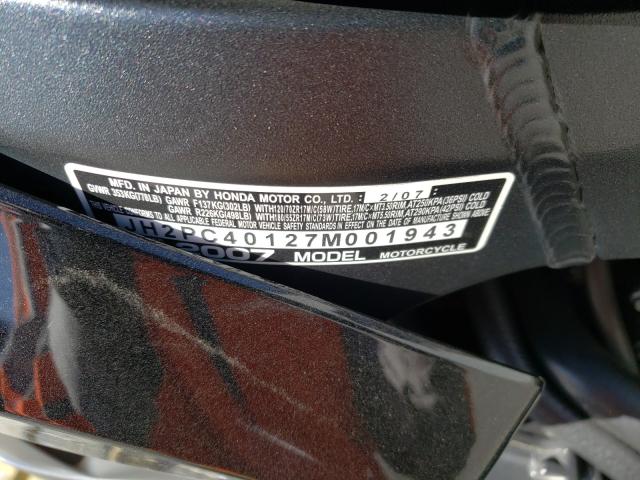 2007 HONDA CBR600 RR JH2PC40127M001943