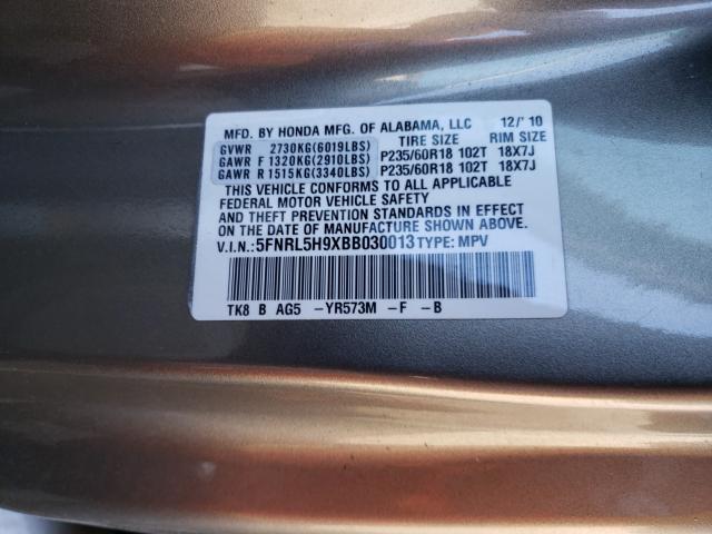 2011 HONDA ODYSSEY TO 5FNRL5H9XBB030013