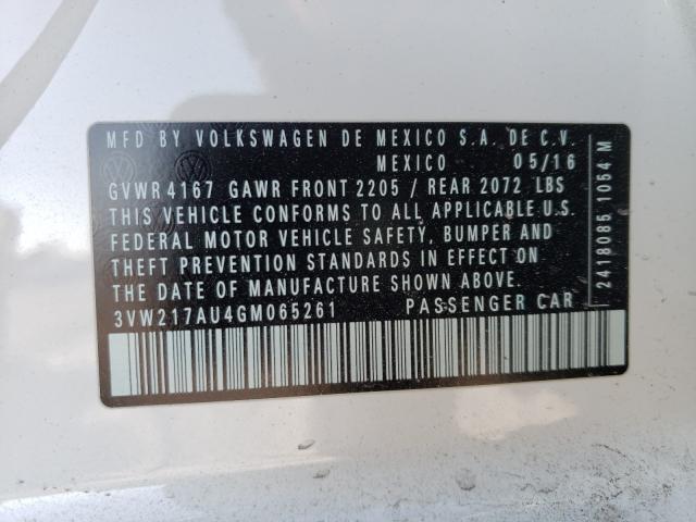 2016 VOLKSWAGEN GOLF S/SE 3VW217AU4GM065261