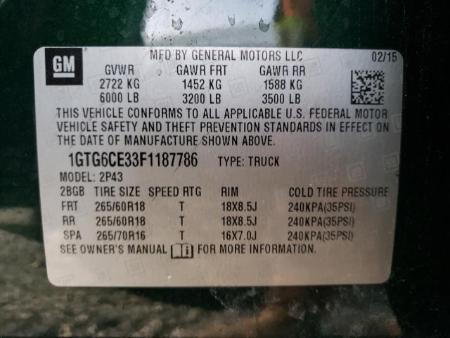 2015 GMC CANYON SLT 1GTG6CE33F1187786