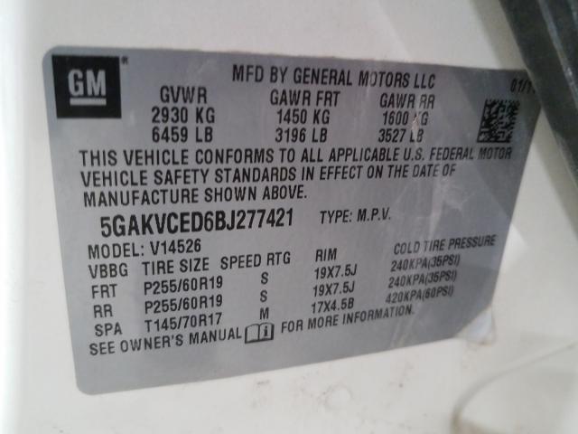 2011 BUICK ENCLAVE CX 5GAKVCED6BJ277421