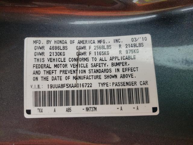 2010 ACURA TL 19UUA8F5XAA016722