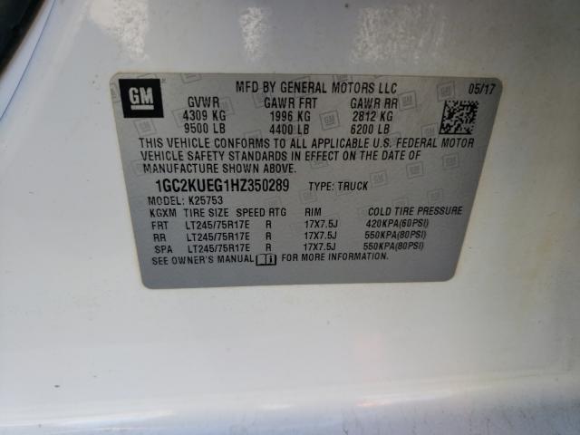 2017 CHEVROLET SILVERADO - 1GC2KUEG1HZ350289