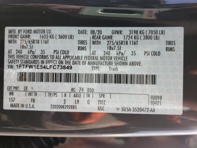 2020 FORD F150 SUPER - 1FTFW1E54LFC73849