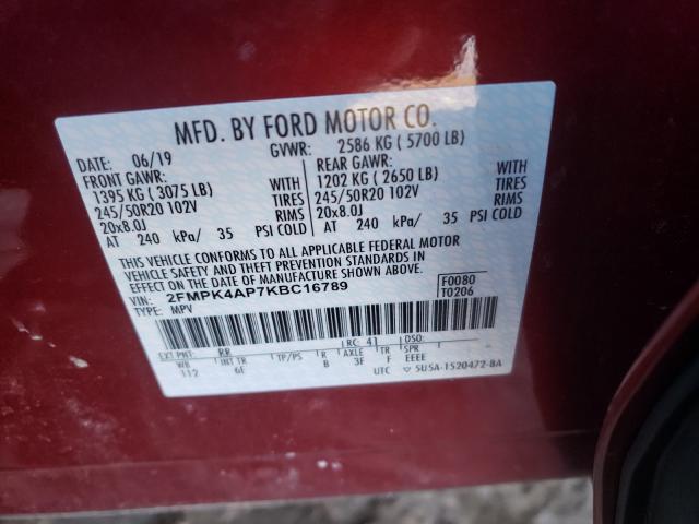2019 FORD EDGE ST 2FMPK4AP7KBC16789