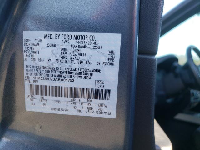 2010 FORD ESCAPE 1FMCU0D73AKA01752