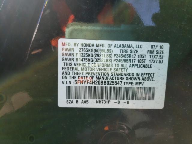 2011 HONDA PILOT LX 5FNYF4H20BB025547
