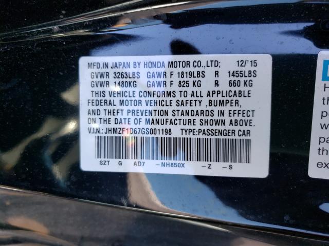 2016 HONDA CR-Z EX JHMZF1D67GS001198