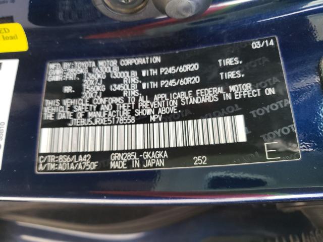 2014 TOYOTA 4RUNNER SR JTEBU5JRXE5178558