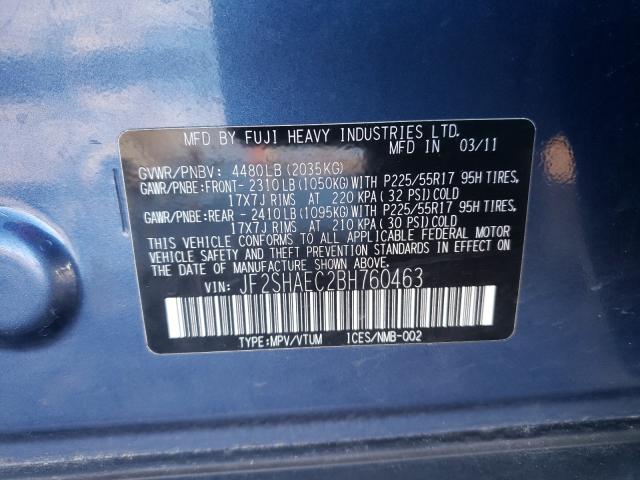 2011 SUBARU FORESTER L JF2SHAEC2BH760463