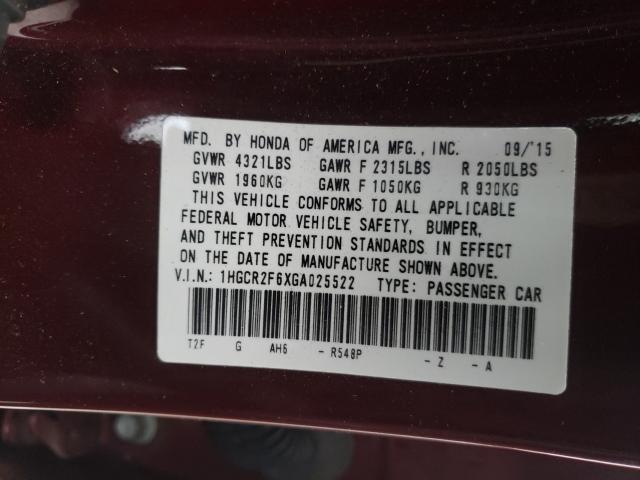 2016 HONDA ACCORD SPO 1HGCR2F6XGA025522