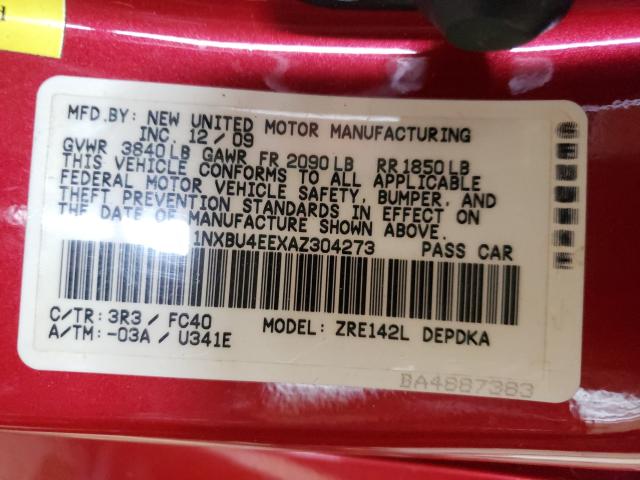 2010 TOYOTA COROLLA BA 1NXBU4EEXAZ304273