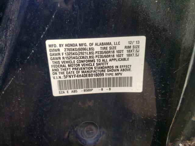 2014 HONDA PILOT EX 5FNYF4H40EB018099