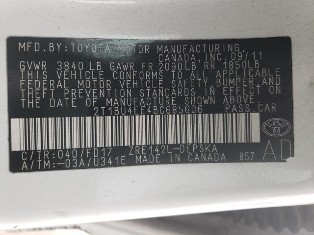 2011 TOYOTA COROLLA S 2T1BU4EE4BC685606
