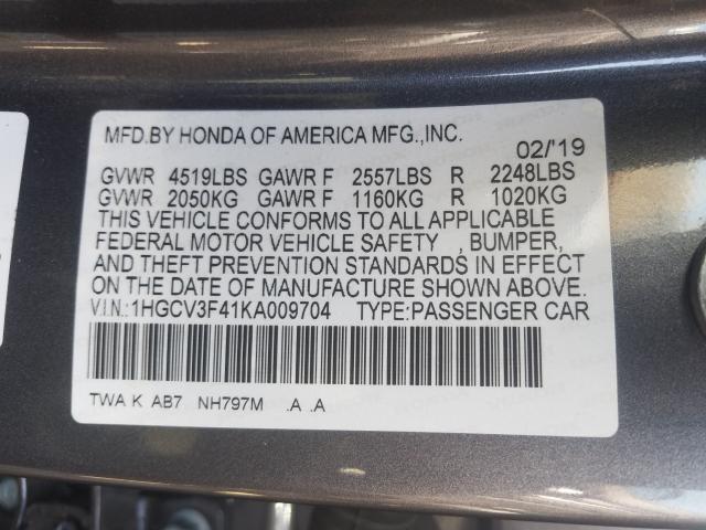2019 HONDA ACCORD HYB 1HGCV3F41KA009704