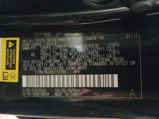 2011 LEXUS RX350 2T2BK1BA2BC117789