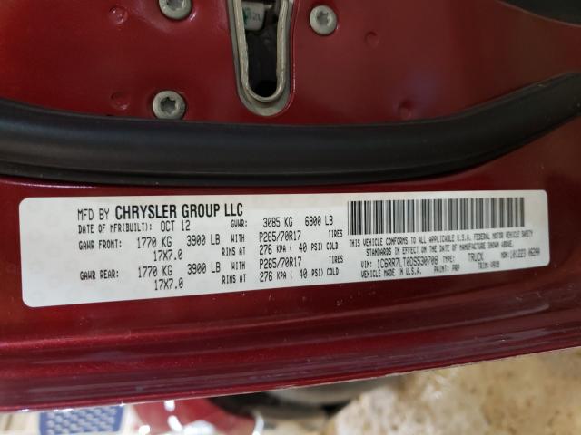 2013 RAM 1500 SLT 1C6RR7LT0DS530708