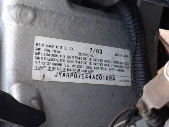 2004 YAMAHA FJR1300 JYARP07E44A001894
