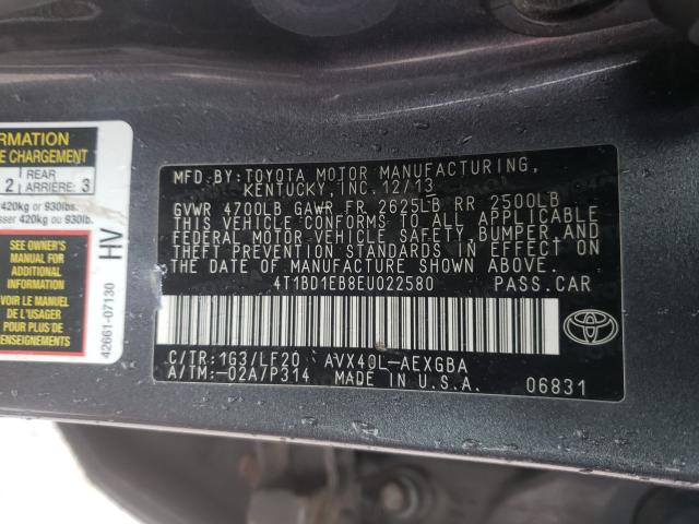 2014 TOYOTA AVALON HYB 4T1BD1EB8EU022580